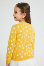 تنزيل الصورة على معرض الصور، Redtag-Mustard-Floral-Print-Cardigan-Cardigans-Girls-2 to 8 Years