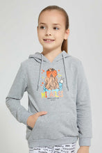 تنزيل الصورة على معرض الصور، Redtag-Grey-Girl-Placement-Print-Hooded-Sweatshirt-Sweatshirts-Girls-2 to 8 Years