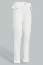 Load image into Gallery viewer, Redtag-Cream-Buttoned-Ponte-Jegging-Jeggings-Girls-2 to 8 Years