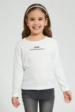 تنزيل الصورة على معرض الصور، Redtag-Cream-Drop-Needle-Slogan-Print-T-Shirt-Long-Sleeves-Girls-2 to 8 Years