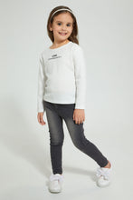 تنزيل الصورة على معرض الصور، Redtag-Cream-Drop-Needle-Slogan-Print-T-Shirt-Long-Sleeves-Girls-2 to 8 Years