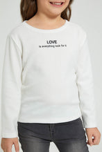 تنزيل الصورة على معرض الصور، Redtag-Cream-Drop-Needle-Slogan-Print-T-Shirt-Long-Sleeves-Girls-2 to 8 Years