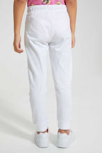 Load image into Gallery viewer, Redtag-Cream-Slogan-Print-Track-Joggers-Girls-2 to 8 Years