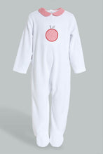 تنزيل الصورة على معرض الصور، Redtag-White-And-Navy-Jacquard-Veloure-Sleepsuit-Rompers-Baby-0 to 12 Months
