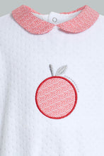 تنزيل الصورة على معرض الصور، Redtag-White-And-Navy-Jacquard-Veloure-Sleepsuit-Rompers-Baby-0 to 12 Months