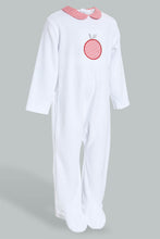 تنزيل الصورة على معرض الصور، Redtag-White-And-Navy-Jacquard-Veloure-Sleepsuit-Rompers-Baby-0 to 12 Months