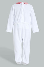 تنزيل الصورة على معرض الصور، Redtag-White-And-Navy-Jacquard-Veloure-Sleepsuit-Rompers-Baby-0 to 12 Months