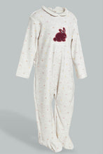 تنزيل الصورة على معرض الصور، Redtag-Oatmeal-Printed-Bunny-Veloure-Sleepsuit-Rompers-Baby-0 to 12 Months