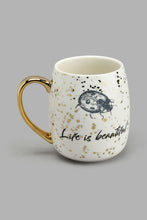 Load image into Gallery viewer, Redtag-Gold-and-White-Floral-Mug-Colour:Gold,-Colour:White,-Filter:Home-Dining,-HMW-DIN-Mugs,-New-In,-New-In-HMW-DIN,-Non-Sale,-S22A,-Section:Homewares,-white-Home-Dining-