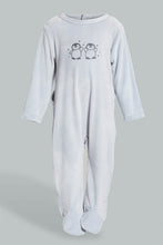 تنزيل الصورة على معرض الصور، Redtag-Grey-And-Charcoal-Penguinveloure-2-Packs-Sleepsuit-Sleepsuits-Baby-0 to 12 Months
