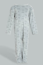 تنزيل الصورة على معرض الصور، Redtag-Grey-And-Charcoal-Penguinveloure-2-Packs-Sleepsuit-Sleepsuits-Baby-0 to 12 Months