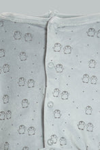 تنزيل الصورة على معرض الصور، Redtag-Grey-And-Charcoal-Penguinveloure-2-Packs-Sleepsuit-Sleepsuits-Baby-0 to 12 Months