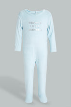 Load image into Gallery viewer, Redtag-Blue-Veloure-Sleep-Suit-Sleepsuits-Baby-0 to 12 Months