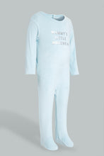 Load image into Gallery viewer, Redtag-Blue-Veloure-Sleep-Suit-Sleepsuits-Baby-0 to 12 Months