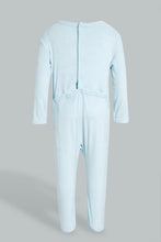 Load image into Gallery viewer, Redtag-Blue-Veloure-Sleep-Suit-Sleepsuits-Baby-0 to 12 Months