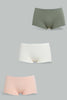 Redtag-Pink/Sage/Ivory-Plain-Boyleg-Brief-(3-Pack)-Briefs-Boyleg-Women's-