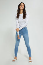 تنزيل الصورة على معرض الصور، Redtag-White-Rib-Allover-Printed-Long-Sleeve-T-Shirt-Active-Tees-Women's-