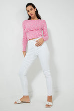 تنزيل الصورة على معرض الصور، Redtag-Navy-Rib-Allover-Printed-Long-Sleeve-T-Shirt-Active-Tees-Women's-