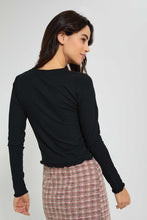 تنزيل الصورة على معرض الصور، Redtag-Mustard-Rib-Plain-Long-Sleeve-T-Shirt-Active-Tees-Women's-