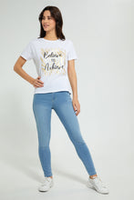 تنزيل الصورة على معرض الصور، Redtag-White-Graphic-Print-T-Shirt-Active-Tees-Women's-