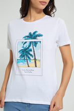 تنزيل الصورة على معرض الصور، Redtag-White-Graphic-Print-T-Shirt-Active-Tees-Women's-