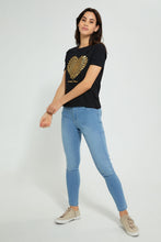 تنزيل الصورة على معرض الصور، Redtag-Black-Graphic-Print-T-Shirt-Active-Tees-Women's-