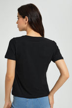 تنزيل الصورة على معرض الصور، Redtag-Black-Graphic-Print-T-Shirt-Active-Tees-Women's-