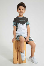 تنزيل الصورة على معرض الصور، Redtag-Grey-Little-Dude-Print-Cut-N-Sew-Shorts-Set-Sets-Boys-2 to 8 Years