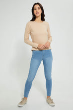 تنزيل الصورة على معرض الصور، Redtag-Beige-Plain-Long-Sleeve-T-Shirt-Active-Tees-Women's-