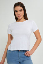تنزيل الصورة على معرض الصور، Redtag-White-Plain-Short-Sleeve-Crew-Neck-T-Shirt-Active-Tees-Women's-