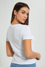 تنزيل الصورة على معرض الصور، Redtag-White-Plain-Short-Sleeve-Crew-Neck-T-Shirt-Active-Tees-Women's-