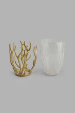 Load image into Gallery viewer, Redtag-Gold-Metal-&-Glass-Decorative-Vase-Vase-Home-Decor-