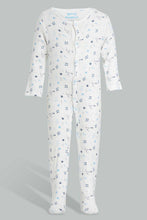 تنزيل الصورة على معرض الصور، Redtag-White-And-Blue-Space-Sleep-Suit-Sleepsuits-Baby-0 to 12 Months