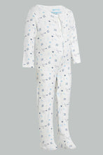 تنزيل الصورة على معرض الصور، Redtag-White-And-Blue-Space-Sleep-Suit-Sleepsuits-Baby-0 to 12 Months