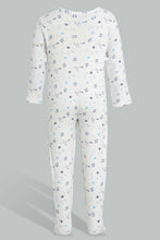 تنزيل الصورة على معرض الصور، Redtag-White-And-Blue-Space-Sleep-Suit-Sleepsuits-Baby-0 to 12 Months