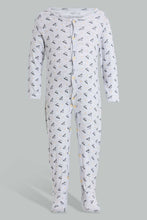تنزيل الصورة على معرض الصور، Redtag-Grey-And-Mustard--Car-Print-Sleep-Suit-Sleepsuits-Baby-0 to 12 Months