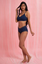 تنزيل الصورة على معرض الصور، Redtag-Navy-Plain-Rib-With-Lace-Bikini-Brief-Briefs-Bikini-Women's-