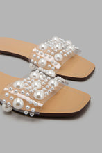 Load image into Gallery viewer, Redtag-Pearl-Trim-Mule-Character,-Colour:White,-Filter:Women's-Footwear,-New-In,-New-In-Women-FOO,-Non-Sale,-S22A,-Women-Casual-Sandals-Women's-