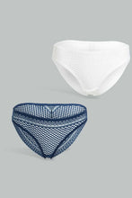 Load image into Gallery viewer, Redtag-Navy/Ivory-Plain-Bikini-Brief-(2-Pack)-Briefs-Bikini-Women's-