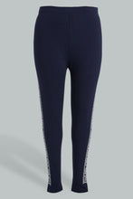 Load image into Gallery viewer, Redtag-Legging-With-Side-Print-Colour:Navy,-Filter:Plus-Size,-LDP-Leggings,-New-In,-New-In-LDP,-Non-Sale,-S22A,-Section:Women,-TBL-Women's-