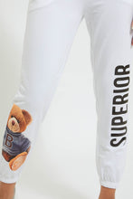 Load image into Gallery viewer, Redtag-White-Jogger-Teddy-Placement-Print-Colour:White,-FF,-Filter:Women's-Clothing,-New-In,-New-In-Women,-Non-Sale,-Section:Women,-W21B,-Women-Joggers-Women's-