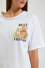 Load image into Gallery viewer, Redtag-White-Teddy-Placement-Print-T-Shirt-Colour:White,-FF,-Filter:Women's-Clothing,-New-In,-New-In-Women,-Non-Sale,-Section:Women,-W21B,-Women-T-Shirts-Women's-