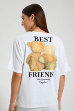 Load image into Gallery viewer, Redtag-White-Teddy-Placement-Print-T-Shirt-Colour:White,-FF,-Filter:Women's-Clothing,-New-In,-New-In-Women,-Non-Sale,-Section:Women,-W21B,-Women-T-Shirts-Women's-