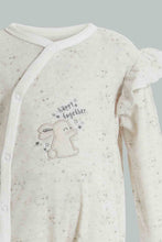 تنزيل الصورة على معرض الصور، Redtag-White-Bunny-Veloure-Printed-Sleep-Suit-Sleepsuits-Baby-0 to 12 Months