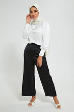 تنزيل الصورة على معرض الصور، Redtag-Black-Wide-Leg-Elasticated-Back-Detail-Trouser-Trousers-Women's-