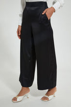 تنزيل الصورة على معرض الصور، Redtag-Black-Wide-Leg-Elasticated-Back-Detail-Trouser-Trousers-Women's-