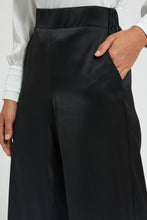 تنزيل الصورة على معرض الصور، Redtag-Black-Wide-Leg-Elasticated-Back-Detail-Trouser-Trousers-Women's-