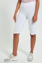 Load image into Gallery viewer, Redtag-White-Knee-Length-Capri-Leggings-Women's-0