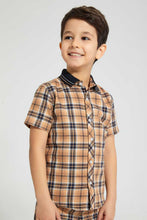 تنزيل الصورة على معرض الصور، Redtag-Stone-Check-Shirt-And-Short-Set-Sets-Boys-2 to 8 Years