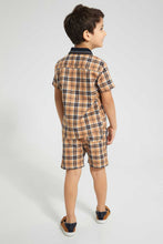 تنزيل الصورة على معرض الصور، Redtag-Stone-Check-Shirt-And-Short-Set-Sets-Boys-2 to 8 Years